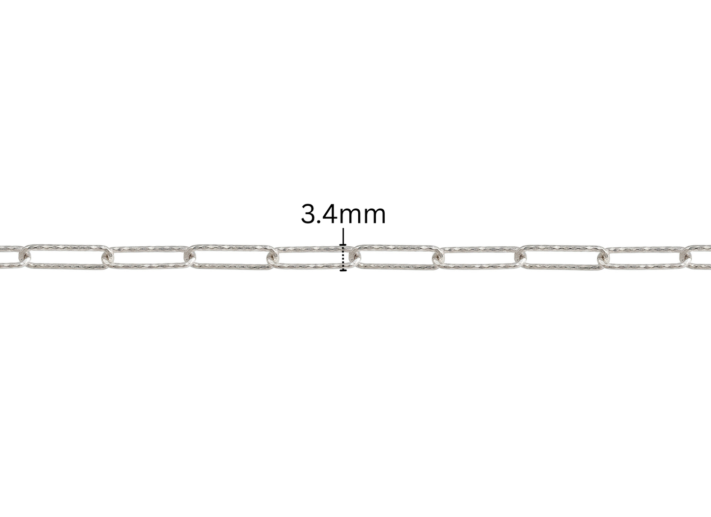 Diamond Cut Paper Clip Chain - 3.4MM | Sterling Silver