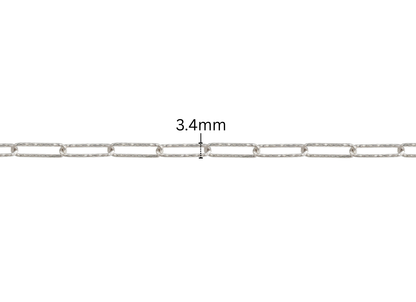 Diamond Cut Paper Clip Chain - 3.4MM | Sterling Silver