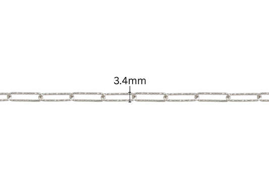 Diamond Cut Paper Clip Chain - 3.4MM | Sterling Silver