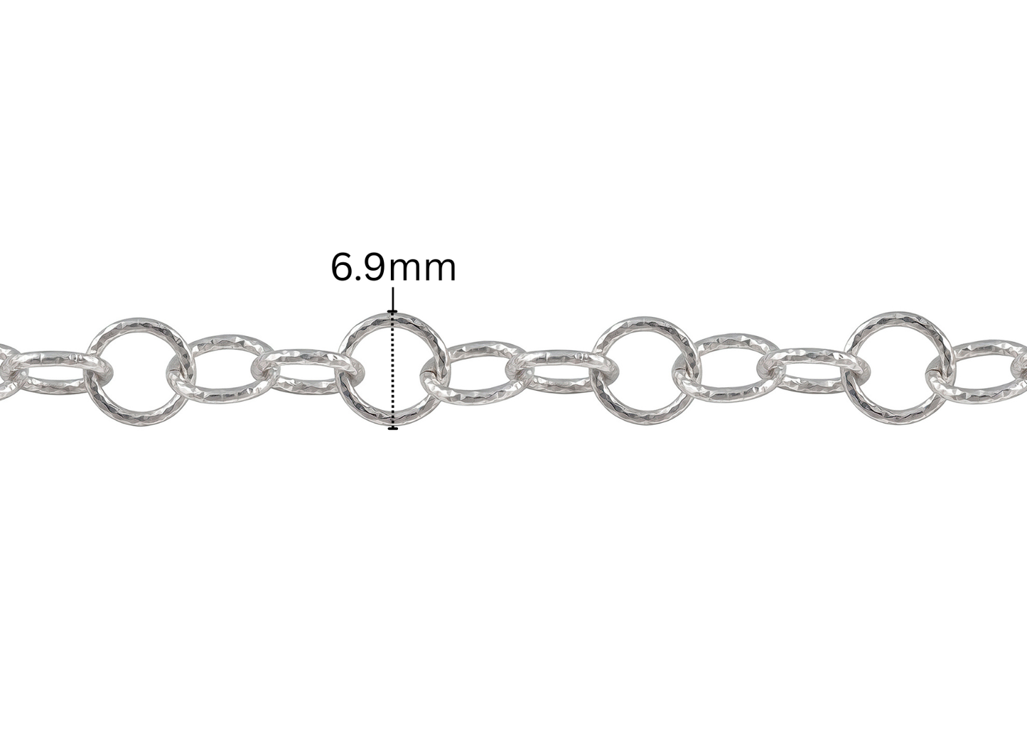 Diamond Cut Rolo Chain - 6.9MM | Sterling Silver