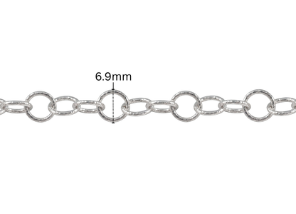 Diamond Cut Rolo Chain - 6.9MM | Sterling Silver