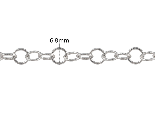 Diamond Cut Rolo Chain - 6.9MM | Sterling Silver