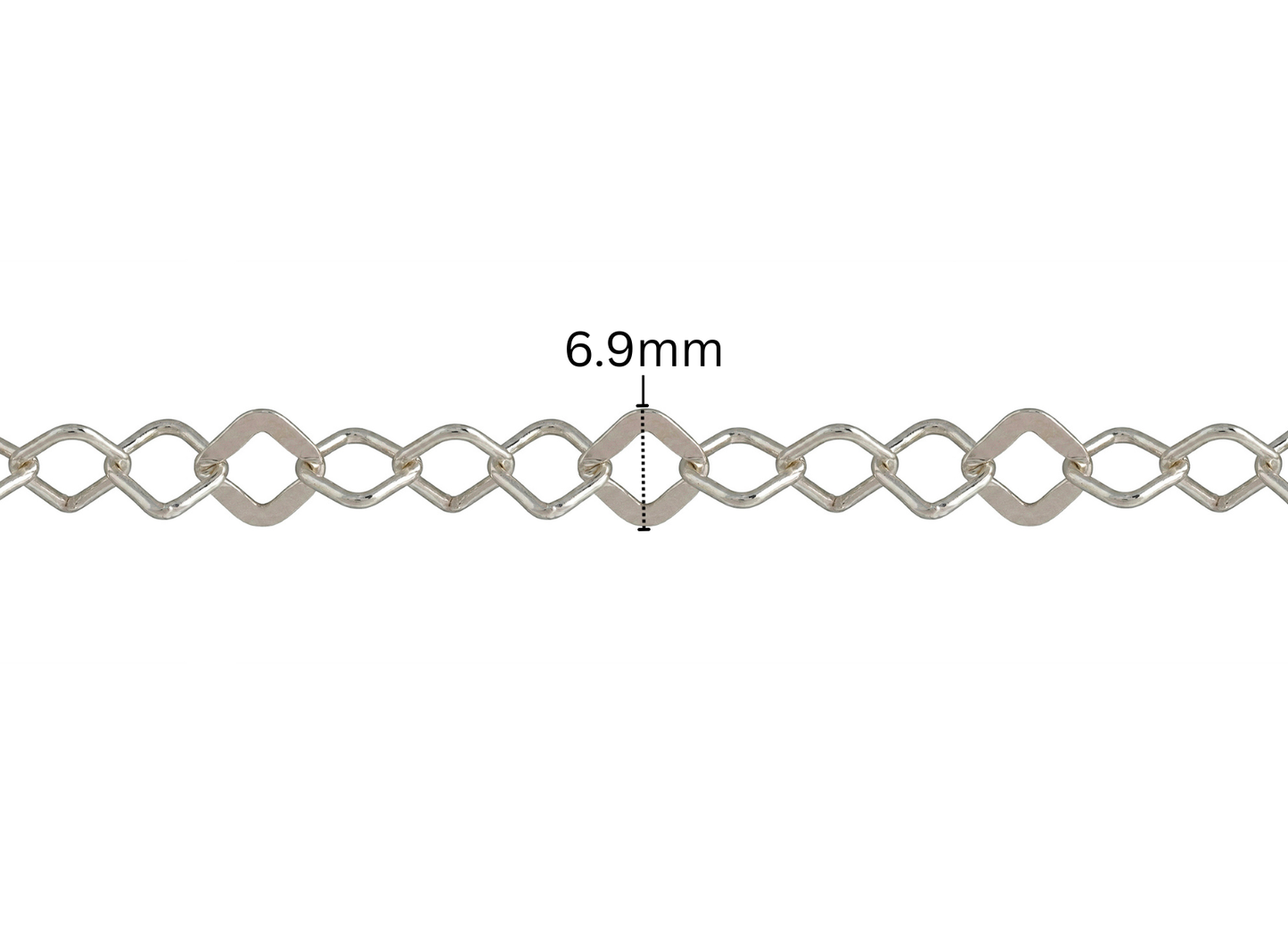 Round Wire Square Link Chain - 6.9MM | Sterling Silver