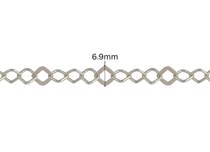 Round Wire Square Link Chain - 6.9MM | Sterling Silver