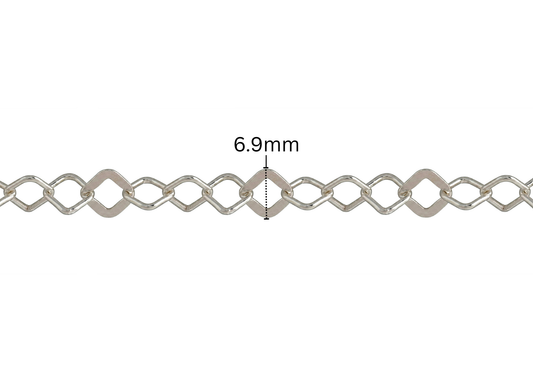 Round Wire Square Link Chain - 6.9MM | Sterling Silver