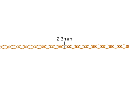 1+1 Figaro Rhombus Chain - 2.3MM | 14K Gold Filled
