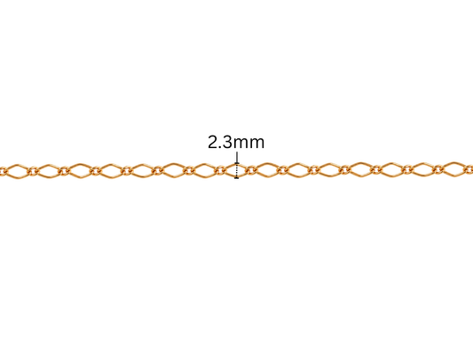 1+1 Figaro Rhombus Chain - 2.3MM | 14K Gold Filled