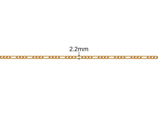 Flat Figaro Chain - 2.2MM | 14K Gold Filled