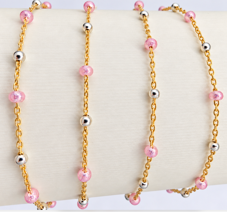 Pink Glitter Satellite Chain | Made in Italy – LINK925 Italia