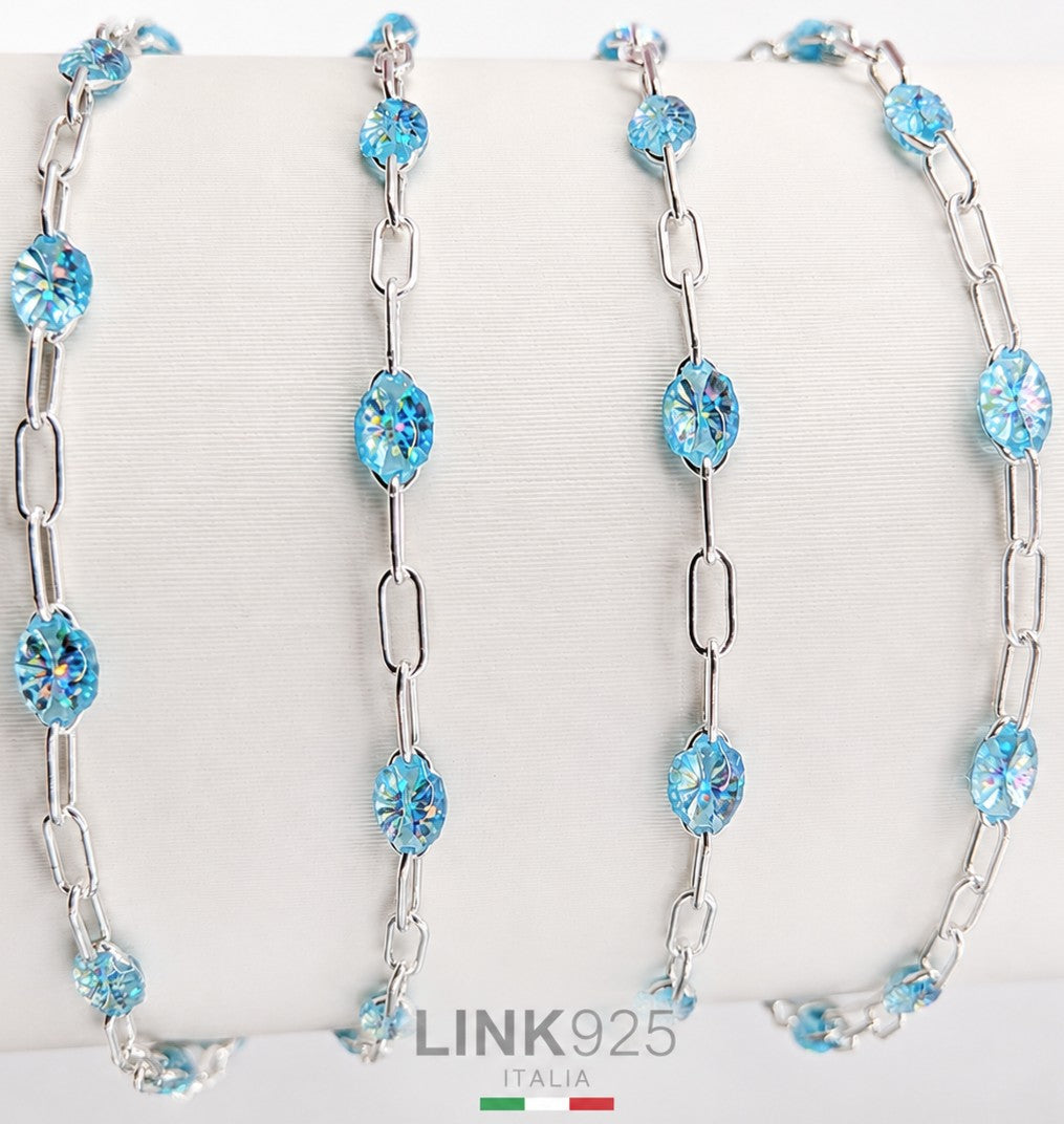 Opal Enamel Paperclip Chain | 1.6MM | Sterling Silver