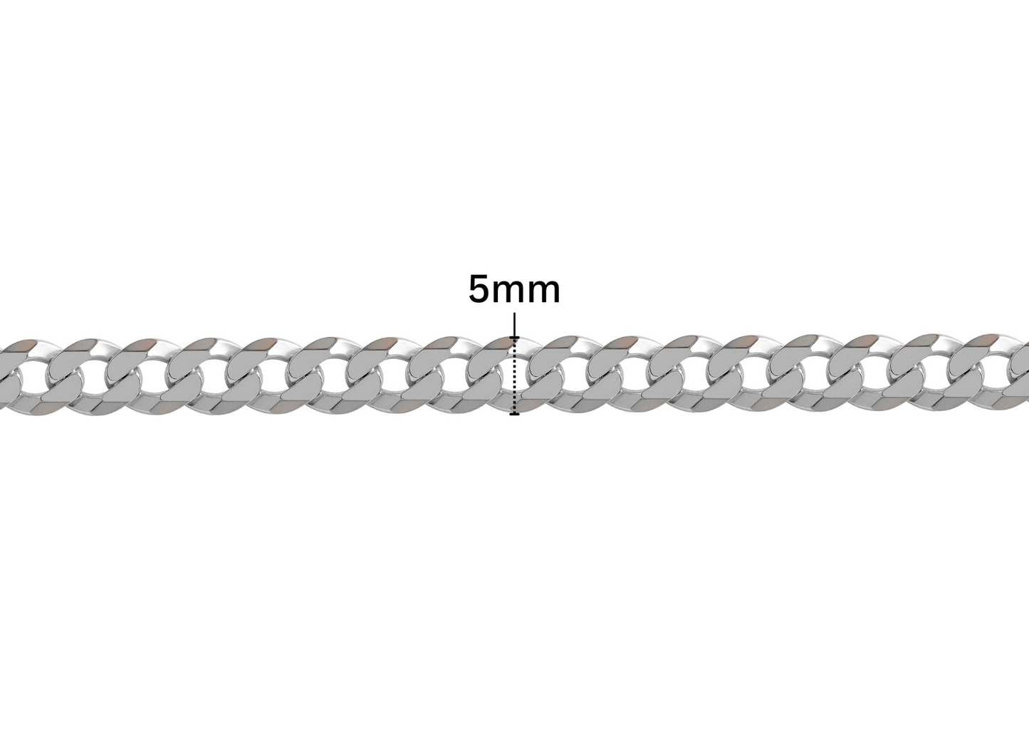 Ultra Flat Curb Chain - 5MM | Sterling Silver