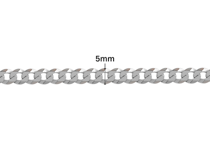 Ultra Flat Curb Chain - 5MM | Sterling Silver