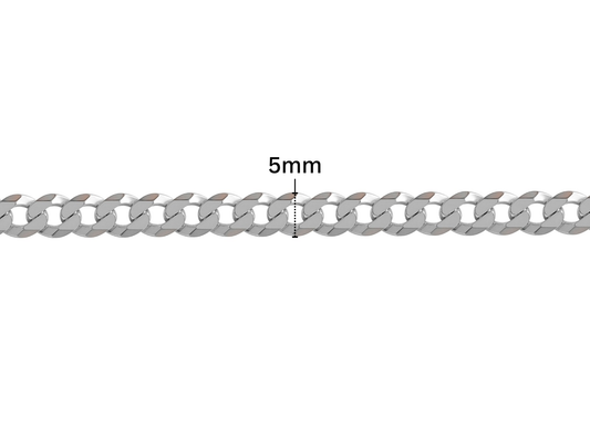 Ultra Flat Curb Chain - 5MM | Sterling Silver