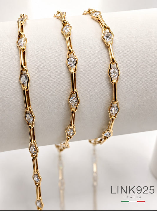 1+1 Clear CZ Paperclip Chain | 3.6MM | 14K Gold Filled