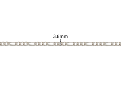 Ultra Flat Figaro Chain - 3.8MM |  Sterling Silver