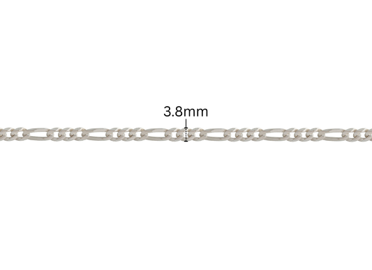 Ultra Flat Figaro Chain - 3.8MM |  Sterling Silver