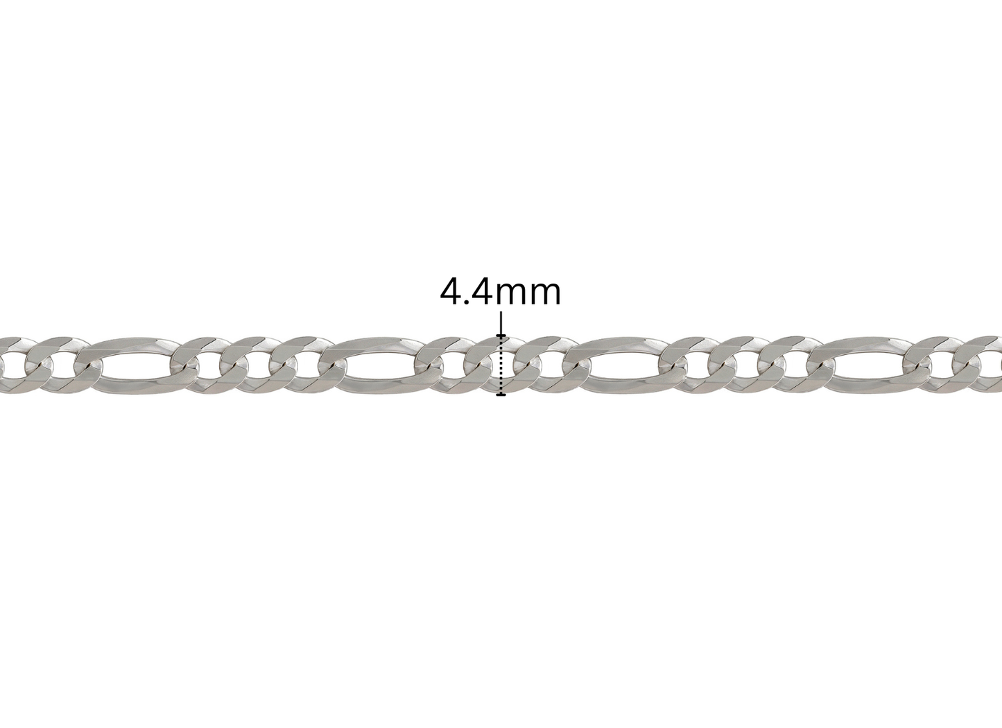 Ultra Flat Figaro Chain - 4.4MM | Sterling Silver