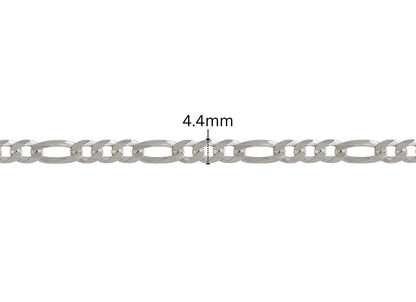 Ultra Flat Figaro Chain - 4.4MM | Sterling Silver