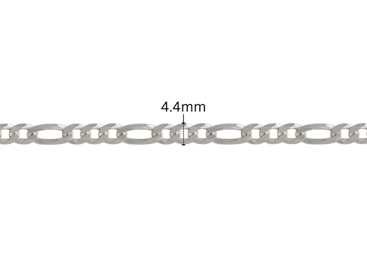 Ultra Flat Figaro Chain - 4.4MM | Sterling Silver