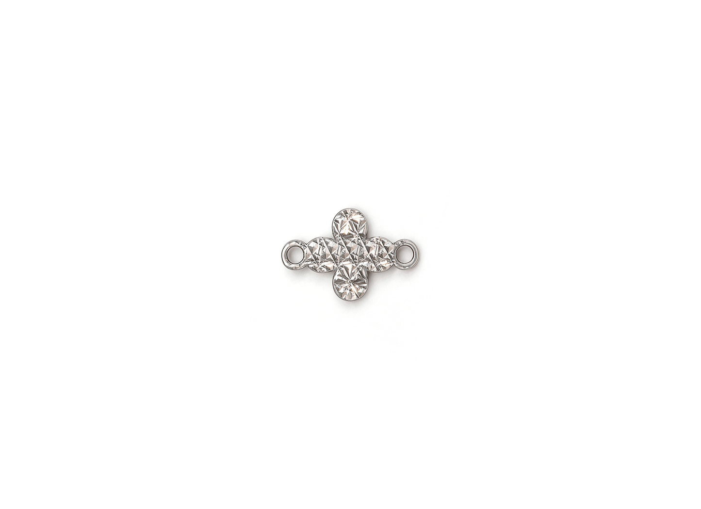 Diamond Cut Rounded Cross Connector - 9.1MM x 6MM | Sterling Silver