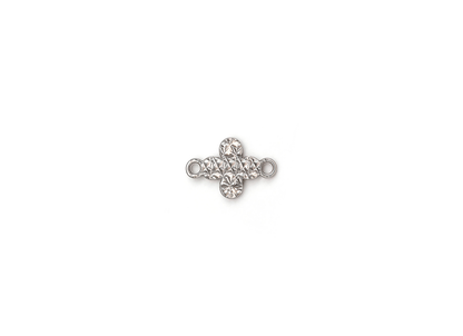 Diamond Cut Rounded Cross Connector - 9.1MM x 6MM | Sterling Silver