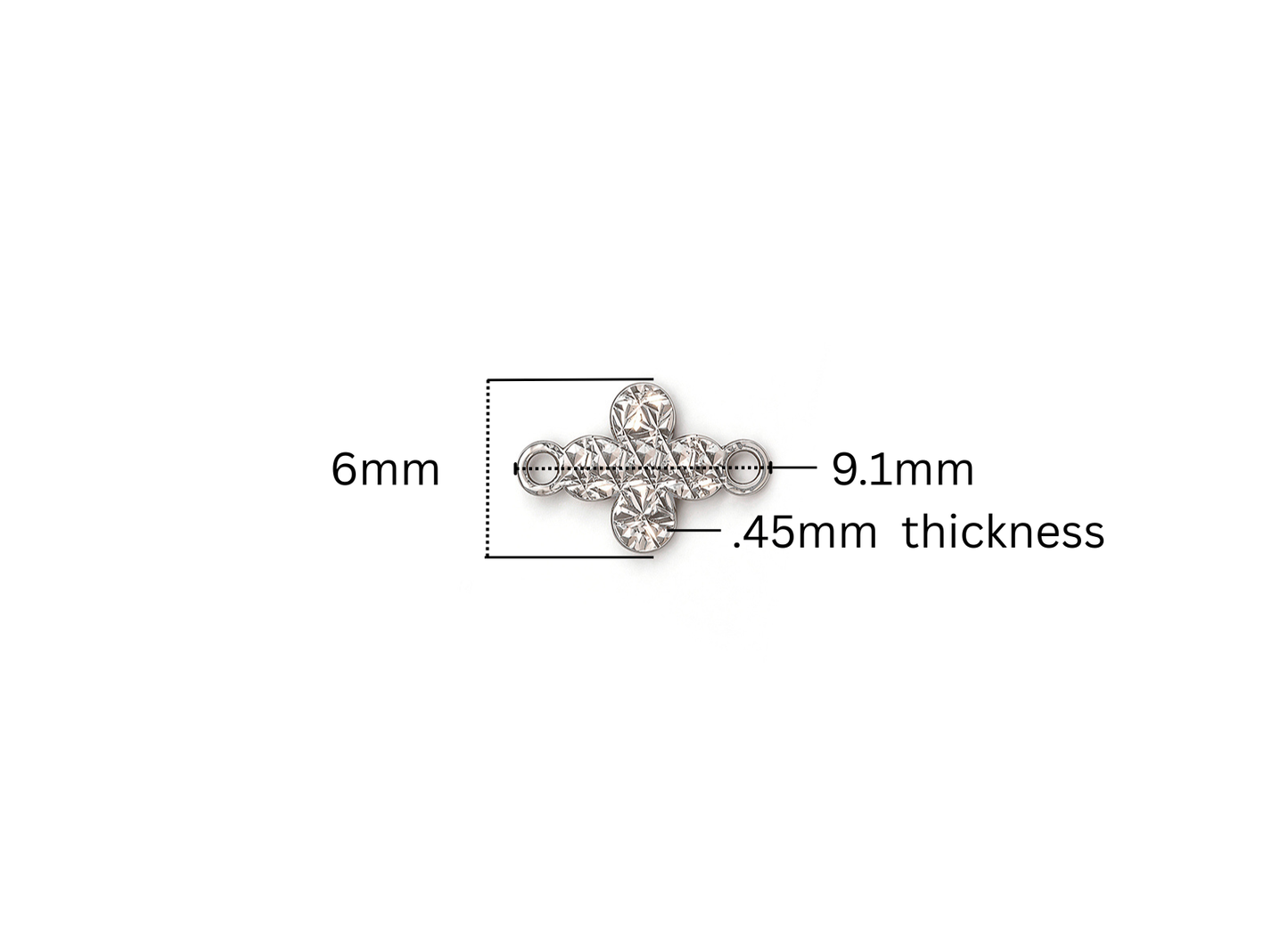 Diamond Cut Rounded Cross Connector - 9.1MM x 6MM | Sterling Silver