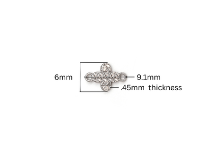 Diamond Cut Rounded Cross Connector - 9.1MM x 6MM | Sterling Silver