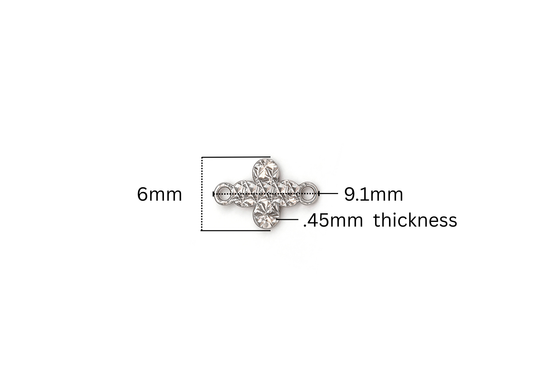 Diamond Cut Rounded Cross Connector - 9.1MM x 6MM | Sterling Silver