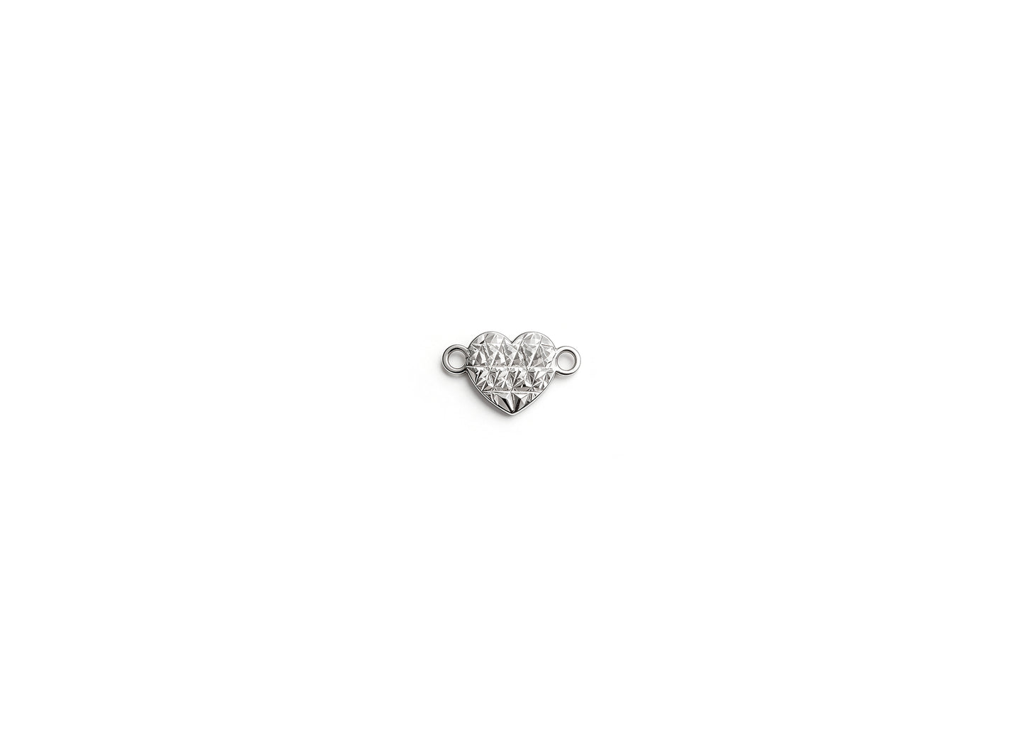 Diamond Cut Heart Connector - 9.2MM x 5.6MM | Sterling Silver