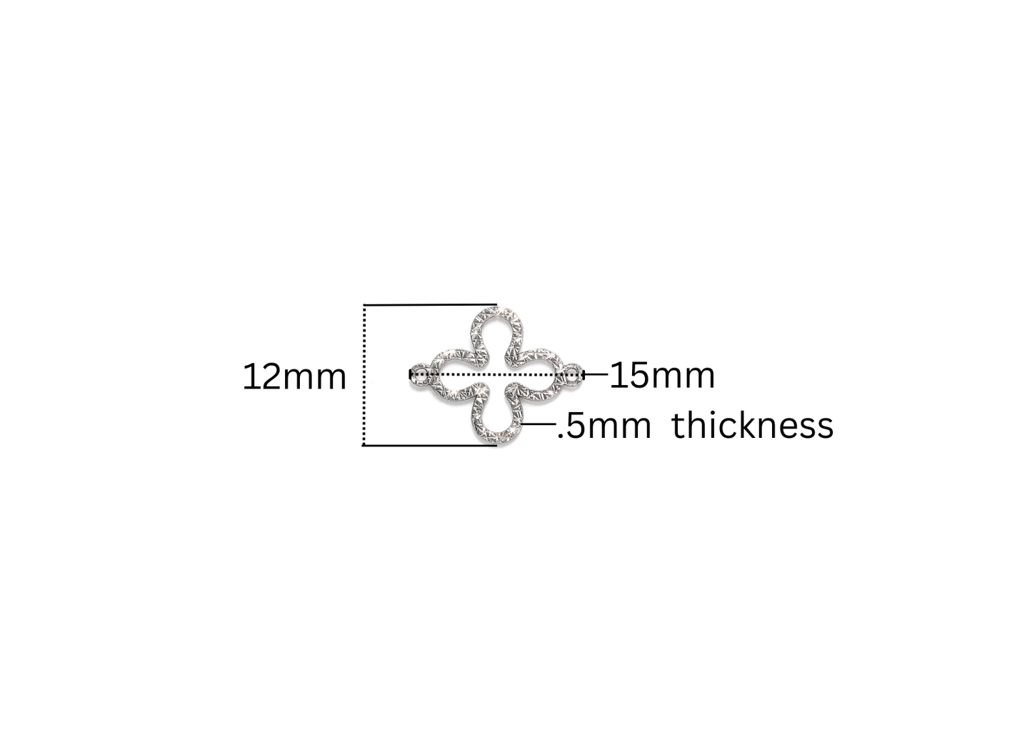 Diamond Cut Clover Connector - 12MM x 15MM | Sterling Silver
