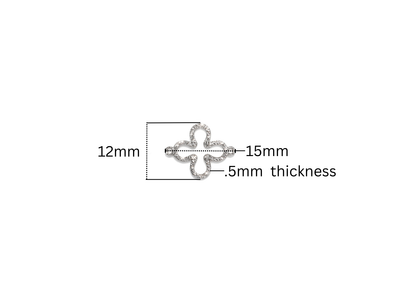 Diamond Cut Clover Connector - 12MM x 15MM | Sterling Silver