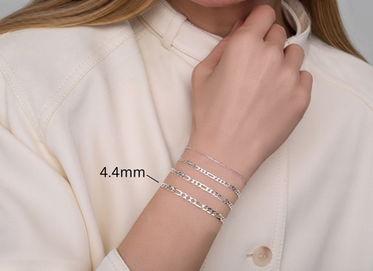 Ultra Flat Figaro Chain - 4.4MM | Sterling Silver