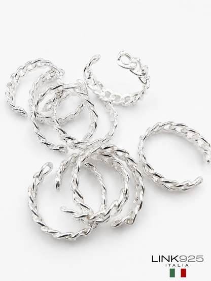 Curb Chain Adjustable Ring - 4.6MM | Sterling Silver