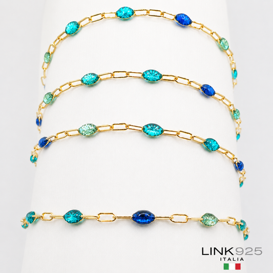 Blue & Green Enamel Chain - 1.5MM | 14k Gold-Filled