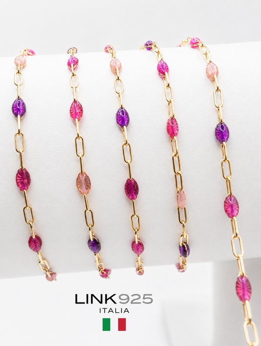Pink & Purple Enamel Chain - 1.5MM | 14k Gold-Filled