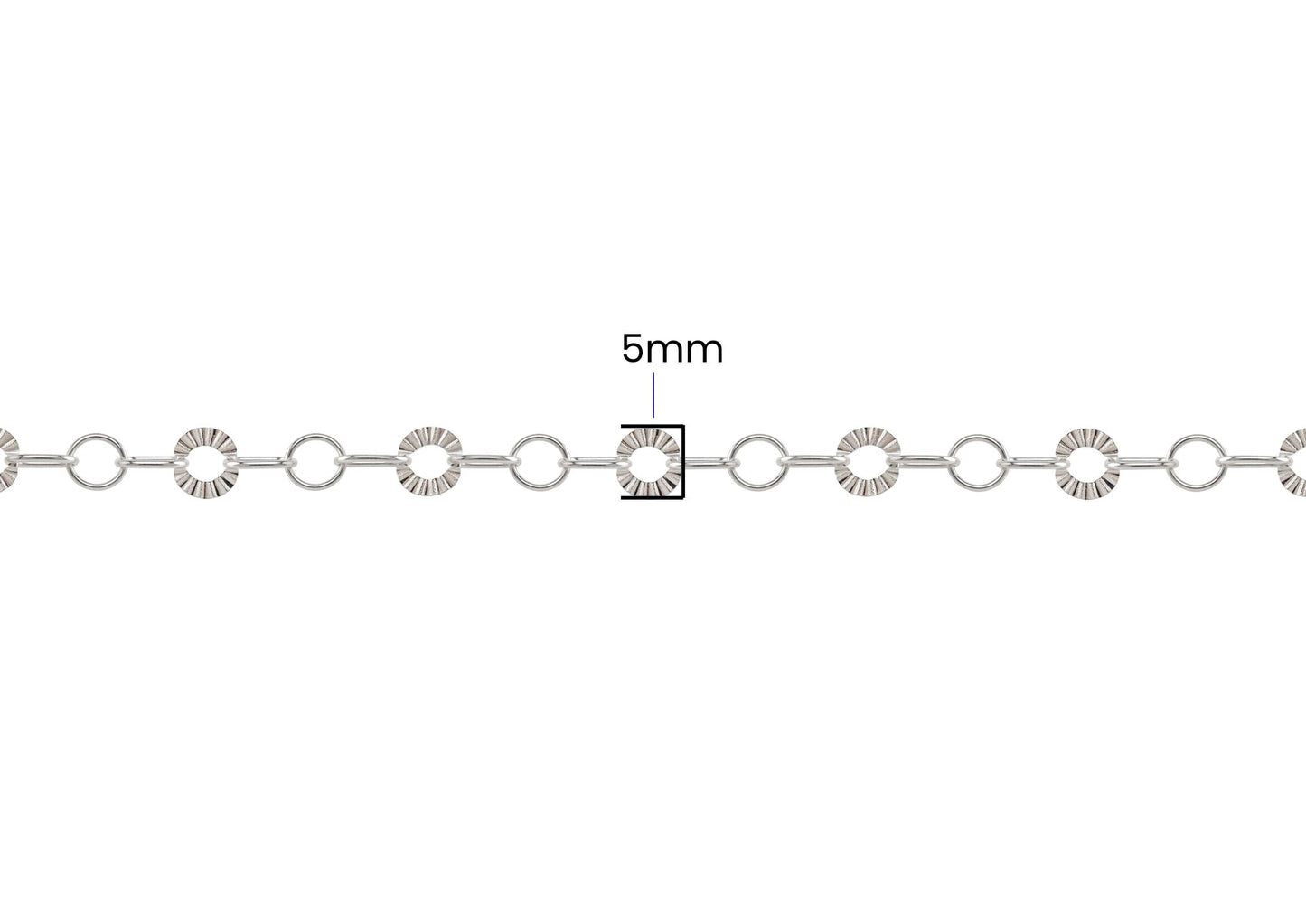Sunburst Rolo Chain - 5MM | Sterling Silver