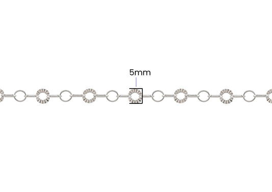 Sunburst Rolo Chain - 5MM | Sterling Silver