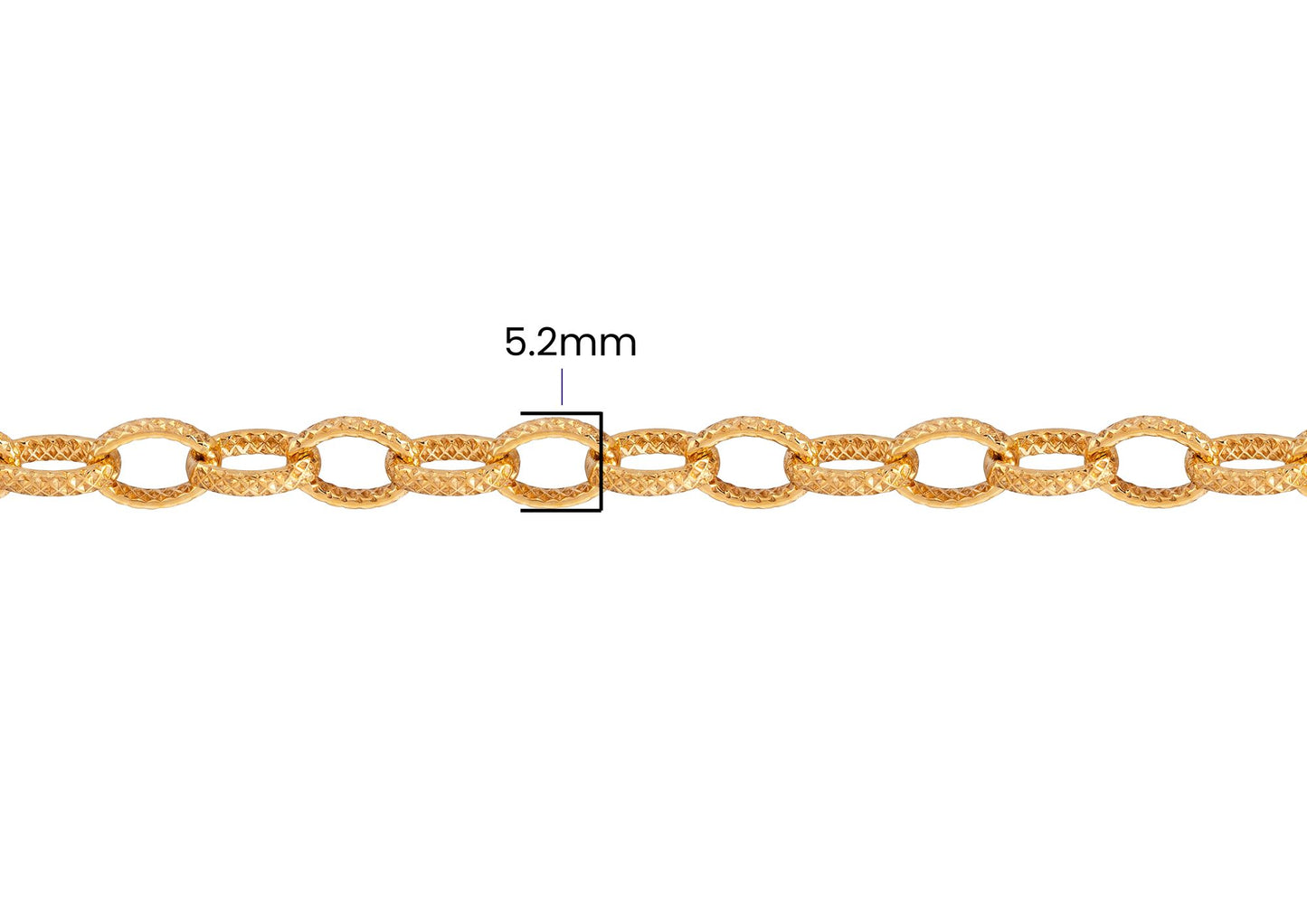 Textured Oval Cable Chain - 5.2MM | 14K Gold Filled