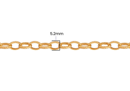 Textured Oval Cable Chain - 5.2MM | 14K Gold Filled