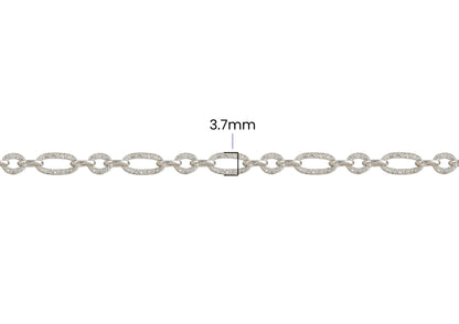 Diamond Cut Figaro Rolo Chain – 3.7mm | Sterling Silver
