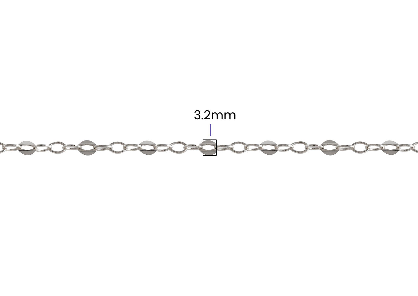 Flat Oval Cable Chain - 3.2MM | Sterling Silver