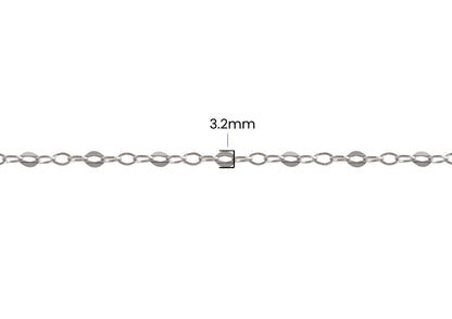 Flat Oval Cable Chain - 3.2MM | Sterling Silver
