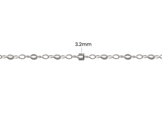 Flat Oval Cable Chain - 3.2MM | Sterling Silver