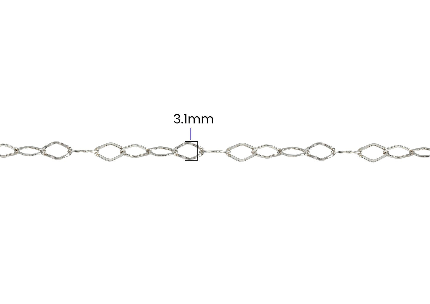 Hammered Rhombus Chain - 3.1MM | Sterling Silver