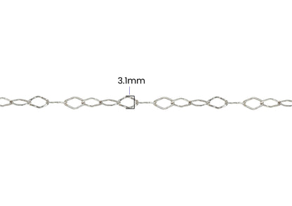 Hammered Rhombus Chain - 3.1MM | Sterling Silver