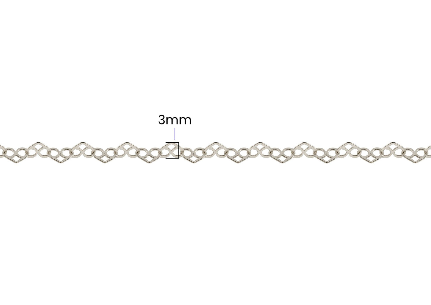 Pretzel Heart Chain - 3MM | Sterling Silver