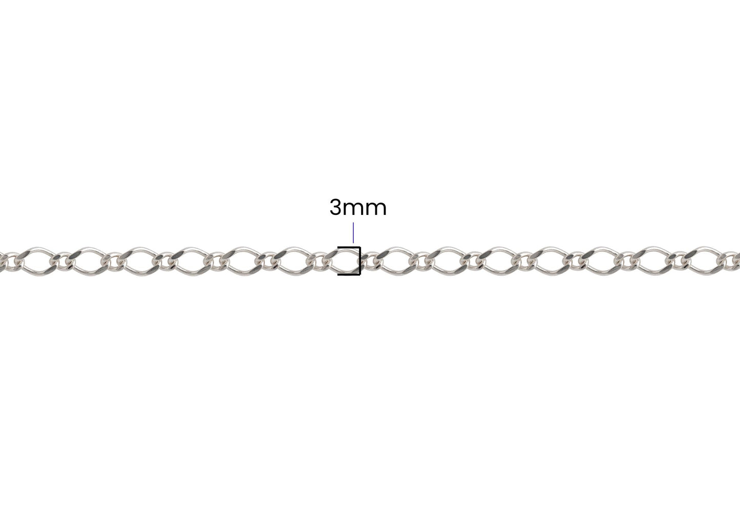 Rhombus 1+1 Chain - 3MM | Sterling Silver