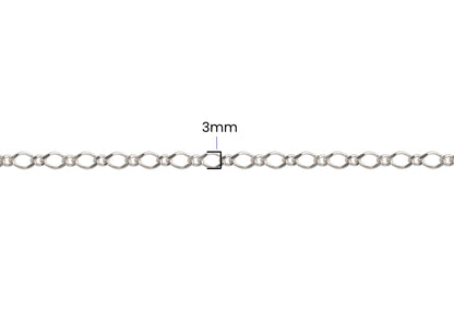 Rhombus 1+1 Chain - 3MM | Sterling Silver