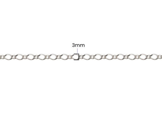 Rhombus 1+1 Chain - 3MM | Sterling Silver