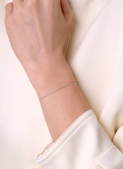 Figaro Rhombus 3+1 Chain - 2MM | Sterling Silver